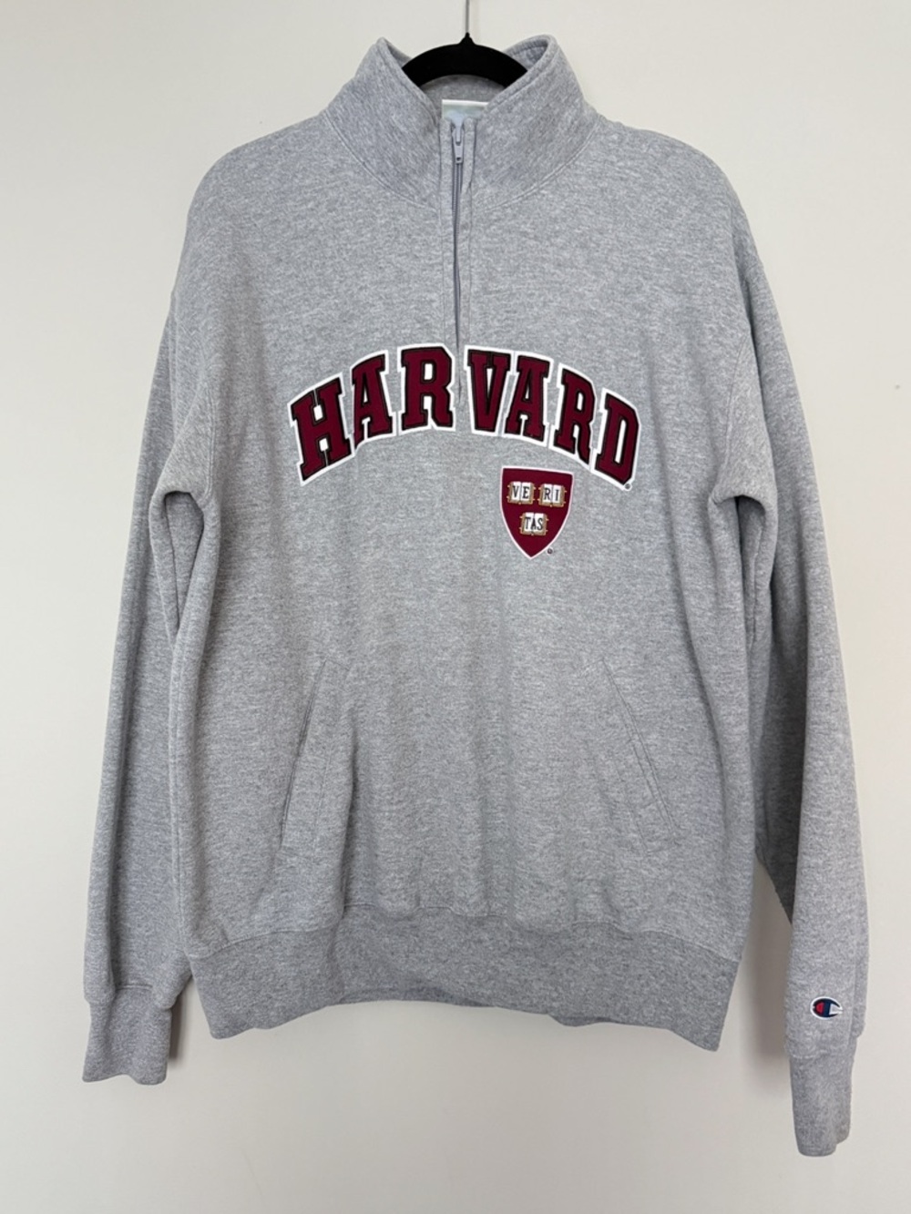Vintage 90’s Champion HARVARD University 1/4 zip Sweatshirt Adult Unisex Size L